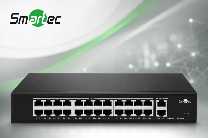 Неадминистрируемый коммутатор PoE с 24 портами PoE и 2 портами Uplink